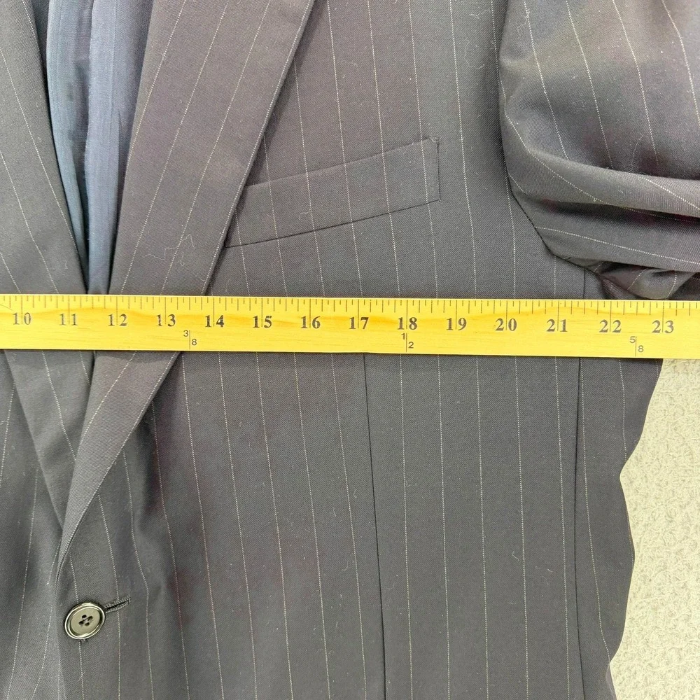 Hickey Freeman Loro Piana Tasmanian Super 120s Navy Pinstripe Suit Men 42R READ